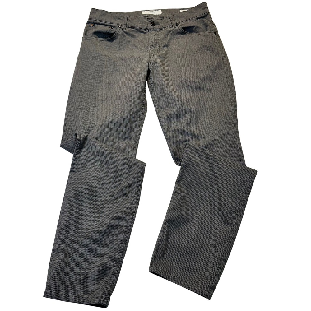 Brax Chuck Modern Pants Mens 31/32 Grey Micro‎ Pattern Straight Leg Trousers